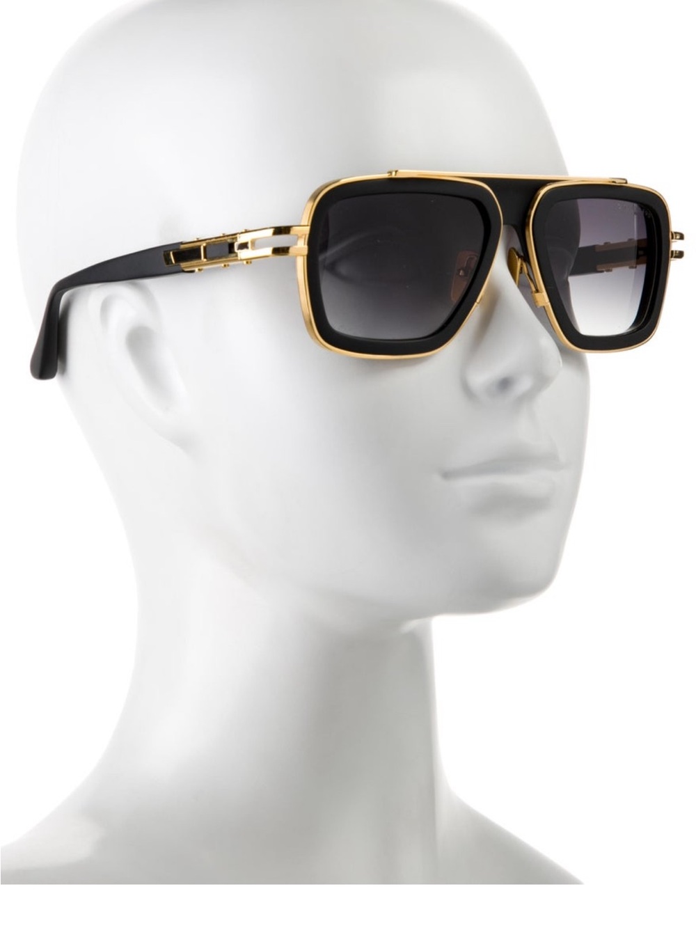 DITA Black and Gold Square Aviator Sunglasses